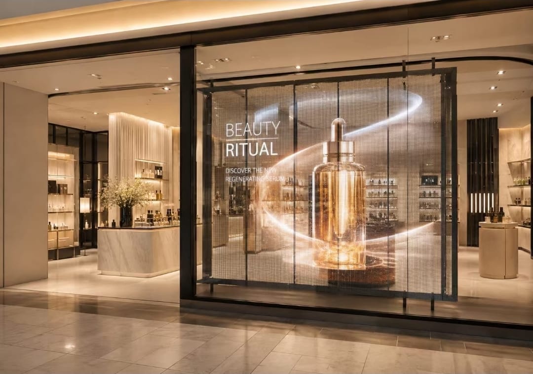 Pantalla LED Transparente para vidriera comercial